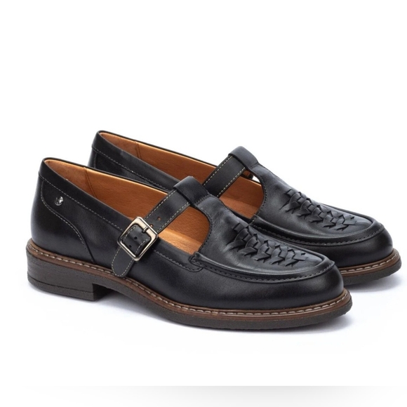 PIKOLINOS Black Leather Buckle Loafers Size 38 - Picture 1 of 9